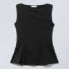 Peplum-Top mit U-Boot-Ausschnitt – Schwarz Peplum-Top mit U-Boot-Ausschnitt – Schwarz