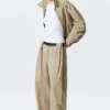 Plissierte Hose mit niedriger Leibhöhe und weitem Bein – Beige Plissierte Hose mit niedriger Leibhöhe und weitem Bein – Beige