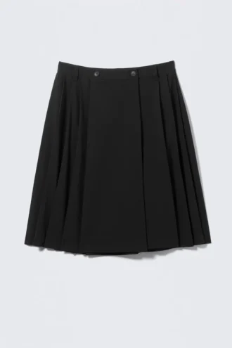 Plissierter Midirock – Schwarz Plissierter Midirock – Schwarz