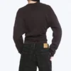 Plissiertes Langarmshirt – Dunkelbraun