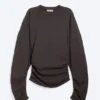 Plissiertes Langarmshirt – Dunkelbraun