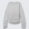 Plissiertes Langarmshirt – Hellgrau meliert Plissiertes Langarmshirt – Hellgrau meliert