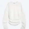 Plissiertes Langarmshirt – Weiß Plissiertes Langarmshirt – Weiß