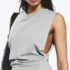 Plissiertes, ärmelloses Maxikleid – Grau meliert Plissiertes, ärmelloses Maxikleid – Grau meliert