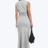 Plissiertes, ärmelloses Maxikleid – Grau meliert Plissiertes, ärmelloses Maxikleid – Grau meliert