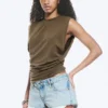 Plissiertes Tanktop – Dark Mole Plissiertes Tanktop – Dark Mole