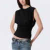Plissiertes Tanktop – Schwarz Plissiertes Tanktop – Schwarz
