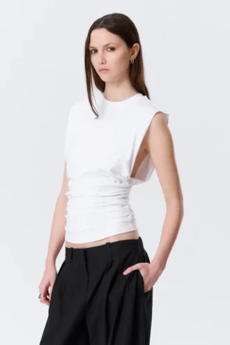 Plissiertes Tanktop – Weiß