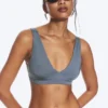 Plunge-Bikini-Oberteil zum Hineinschlüpfen – Dusty Blue – Shimmer Plunge-Bikini-Oberteil zum Hineinschlüpfen – Dusty Blue – Shimmer