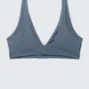 Plunge-Bikini-Oberteil zum Hineinschlüpfen – Dusty Blue – Shimmer Plunge-Bikini-Oberteil zum Hineinschlüpfen – Dusty Blue – Shimmer