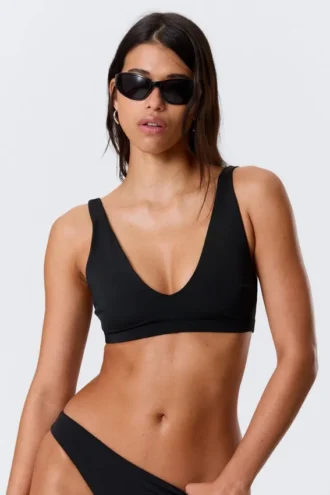 Plunge-Bikini-Oberteil zum Hineinschlüpfen – Schwarz
