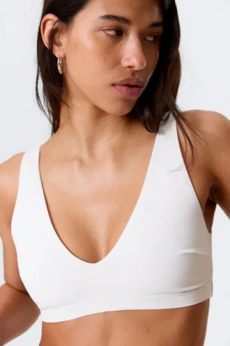 Plunge-Bikini-Oberteil zum Hineinschlüpfen – Weiß