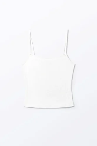Pointelle-Träger-Top – Off-White