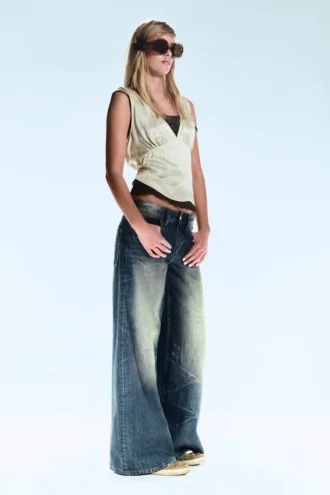 Poser Regular Waist Loose Wide Jeans – Canyon Blue – Dunkelblau | Cheap Monday GB