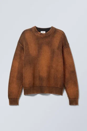 Pullover aus festem Strick – gewaschenes Dunkelrot