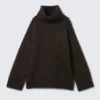 Pullover mit Trichterkragen aus Mohairmischung – Dunkelbraun meliert