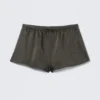 Pyjama-Boxershorts aus gewaschenem Satin – gewaschenes Dunkelgrau Pyjama-Boxershorts aus gewaschenem Satin – gewaschenes Dunkelgrau