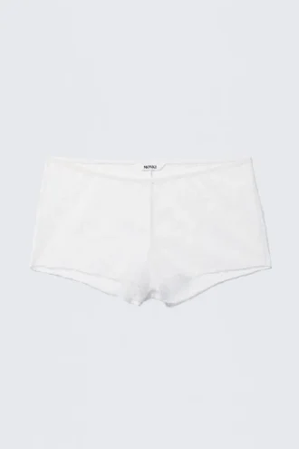 Pyjama-Boxershorts aus Spitze – Weiß