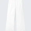 Pyjama-Hose aus Baumwollpopeline mit weitem Bein – Weiß Pyjama-Hose aus Baumwollpopeline mit weitem Bein – Weiß