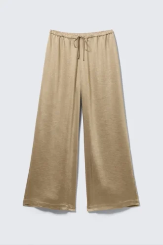 Pyjama-Hose aus gewaschenem Satin – Beige