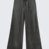 Pyjama-Hose aus gewaschenem Satin – gewaschenes Dunkelgrau Pyjama-Hose aus gewaschenem Satin – gewaschenes Dunkelgrau