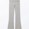 Pyjama-Hose mit ausgestelltem Bein und niedriger Taille – Grau meliert Pyjama-Hose mit ausgestelltem Bein und niedriger Taille – Grau meliert