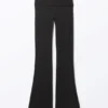Pyjama-Hose mit ausgestelltem Bein und niedriger Taille – Schwarz Pyjama-Hose mit ausgestelltem Bein und niedriger Taille – Schwarz