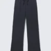 Pyjama-Hose mit mittlerer Leibhöhe und weitem Bein aus Frottee – Dunkelblau Pyjama-Hose mit mittlerer Leibhöhe und weitem Bein aus Frottee – Dunkelblau