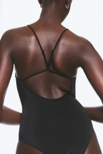 Racerback-Badeanzug – Schwarz