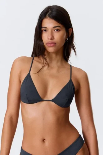 Racerback-Triangel-Bikini-Oberteil – Dunkelblau schimmernd