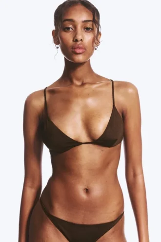 Racerback-Triangel-Bikini-Oberteil – Dunkelbraun