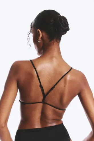 Racerback-Triangel-Bikini-Oberteil – Schwarz