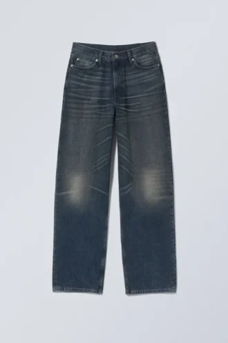 Rail Mid Rise Loose Wide Jeans – Deep Ocean Blue – Dunkelblau