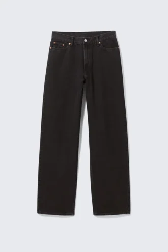 Rail Mid Rise Loose Wide Jeans – Ink Black – Schwarz