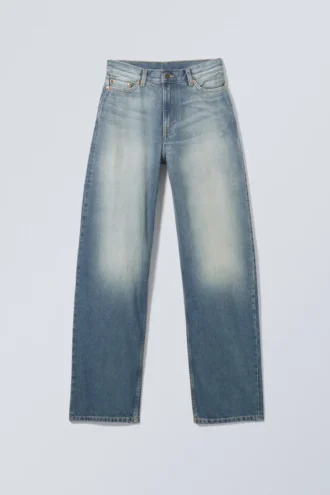 Rail Mid Rise Loose Wide Jeans – Jackpot Blue – Medium Blue