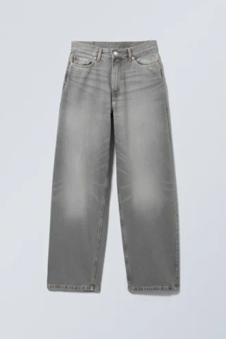 Rail Mid Rise Loose Wide Jeans – Misty Grey – Hellgrau