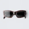 Rechteckige, halbbreite Sonnenbrille – Braun-Schildpatt Rechteckige, halbbreite Sonnenbrille – Braun-Schildpatt