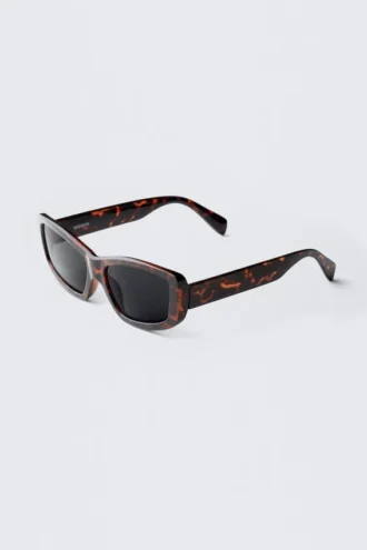 Rechteckige, halbbreite Sonnenbrille – Braun-Schildpatt