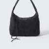 Rechteckige Schultertasche aus Cord – Schwarz Rechteckige Schultertasche aus Cord – Schwarz