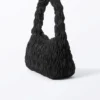 Rechteckige Schultertasche mit Smok-Detail – Schwarz Rechteckige Schultertasche mit Smok-Detail – Schwarz