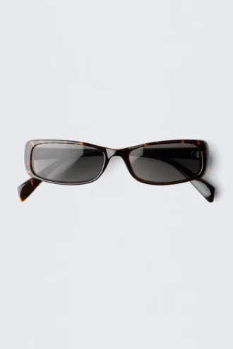 Rechteckige Sonnenbrille – braunes Schildpatt