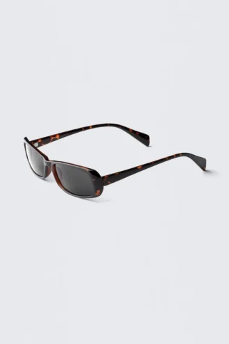 Rechteckige Sonnenbrille – braunes Schildpatt