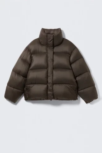 Recycelte Daunen-Pufferjacke – Dunkelbraun