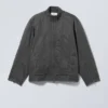 Reed beschichtete Bikerjacke – gewaschenes Schwarz Reed beschichtete Bikerjacke – gewaschenes Schwarz