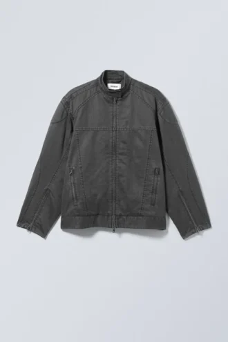 Reed beschichtete Bikerjacke – gewaschenes Schwarz