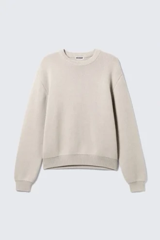 Regular-Fit-Pullover aus Baumwollstrick – Schmutzweiß