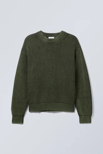 Regular Heavy Knit Pullover – Mittelgrün