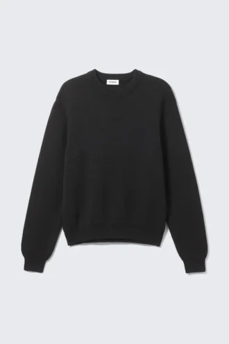Regulär geschnittener Baumwoll-Pullover – Schwarz