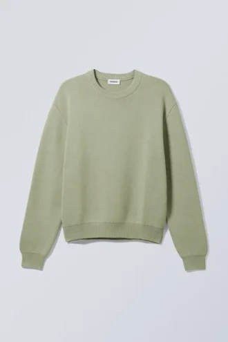 Regulärer Strickpullover aus Baumwolle – Hellkhaki