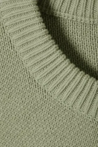 Regulärer Strickpullover aus Baumwolle – Hellkhaki